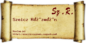 Szeicz Rézmán névjegykártya